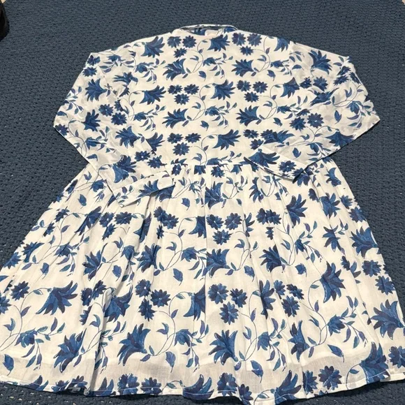 LONG SLEEVE SHIRT DRESS MINI- MARION BLUE - Picture 2 of 10